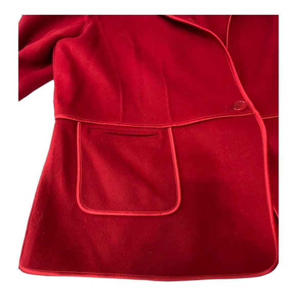 Talbots Red Wool 20W Jacket Blazer Satin Trim Festive Holiday - Picture 13 of 13
